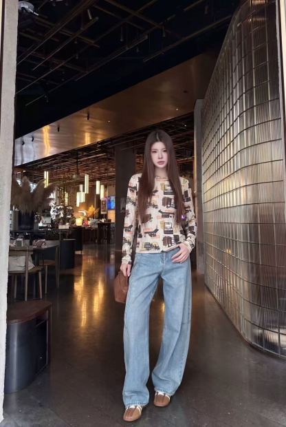 LVプリント長袖Tシャツ【50％割引+送料無料】