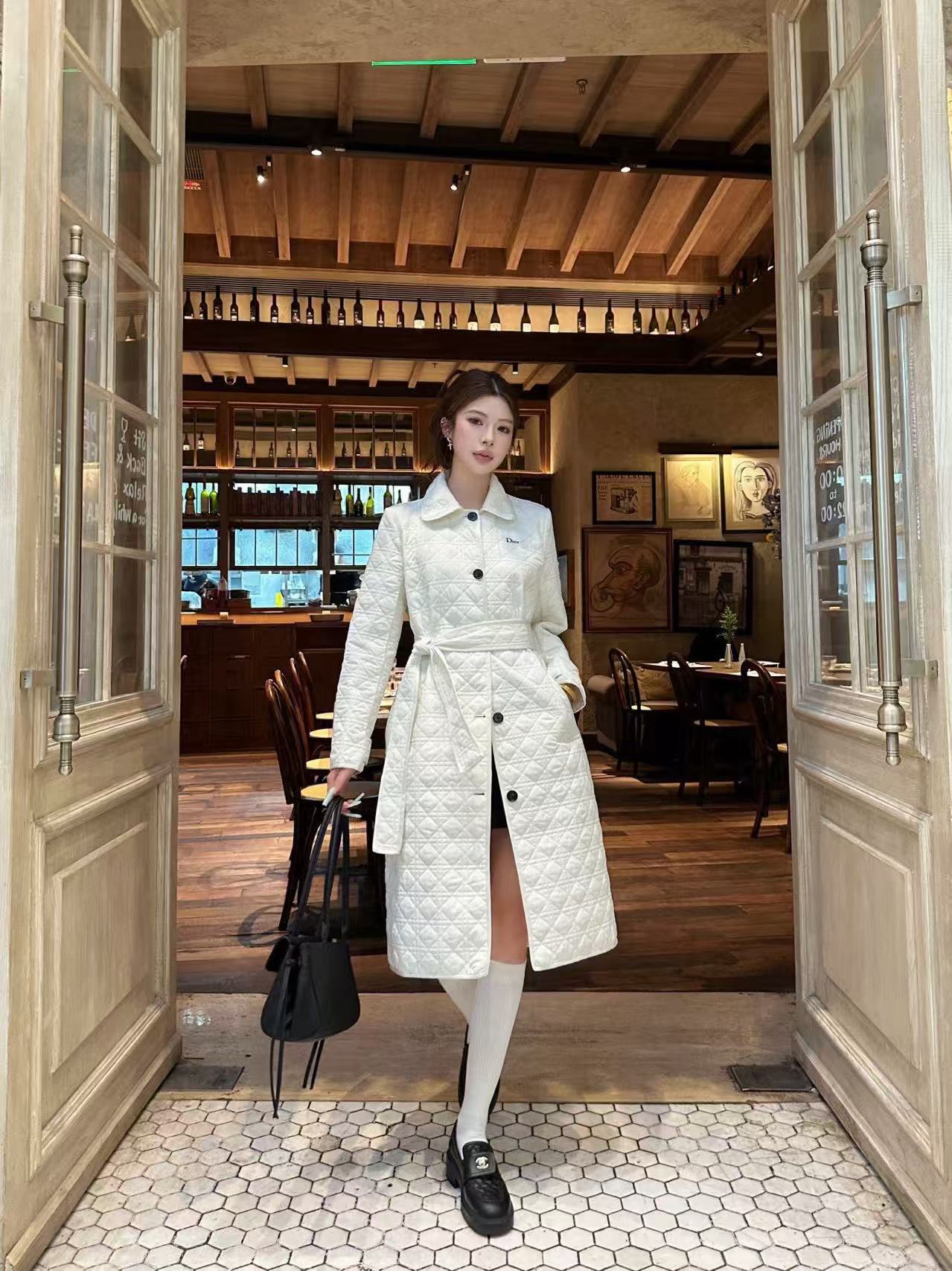 DIOR 格子柄レースアップロングコート【50％割引+送料無料】