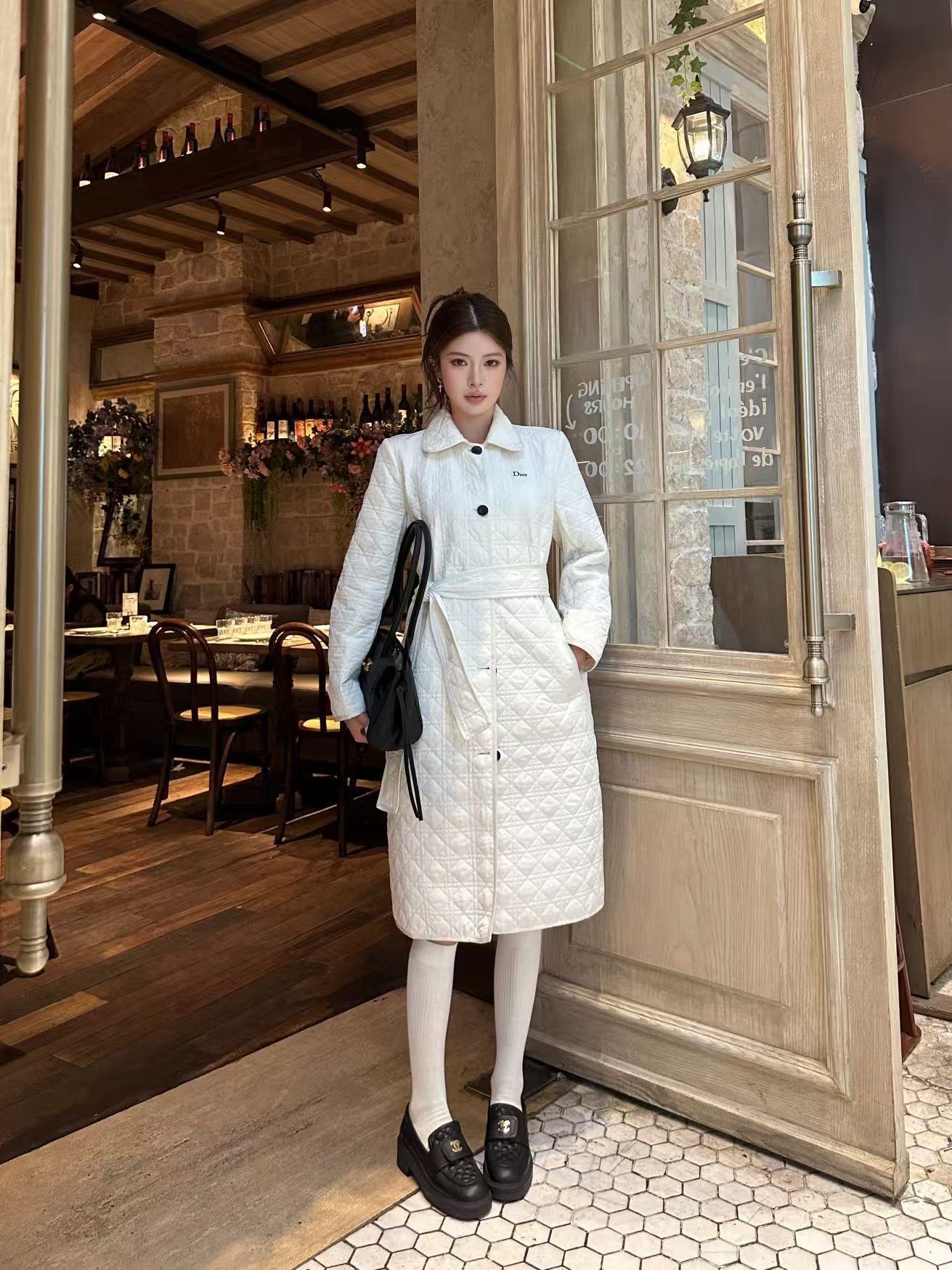 DIOR 格子柄レースアップロングコート【50％割引+送料無料】
