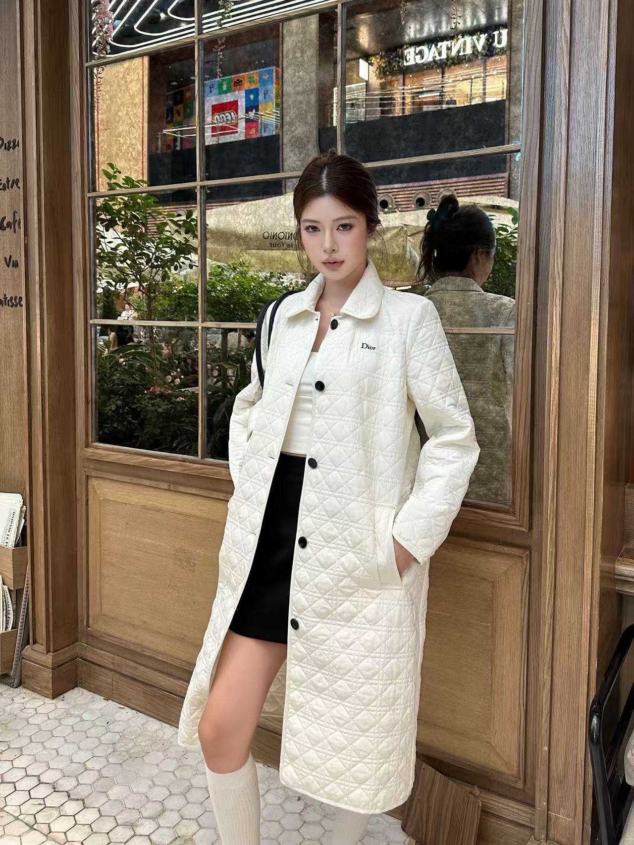 DIOR 格子柄レースアップロングコート【50％割引+送料無料】