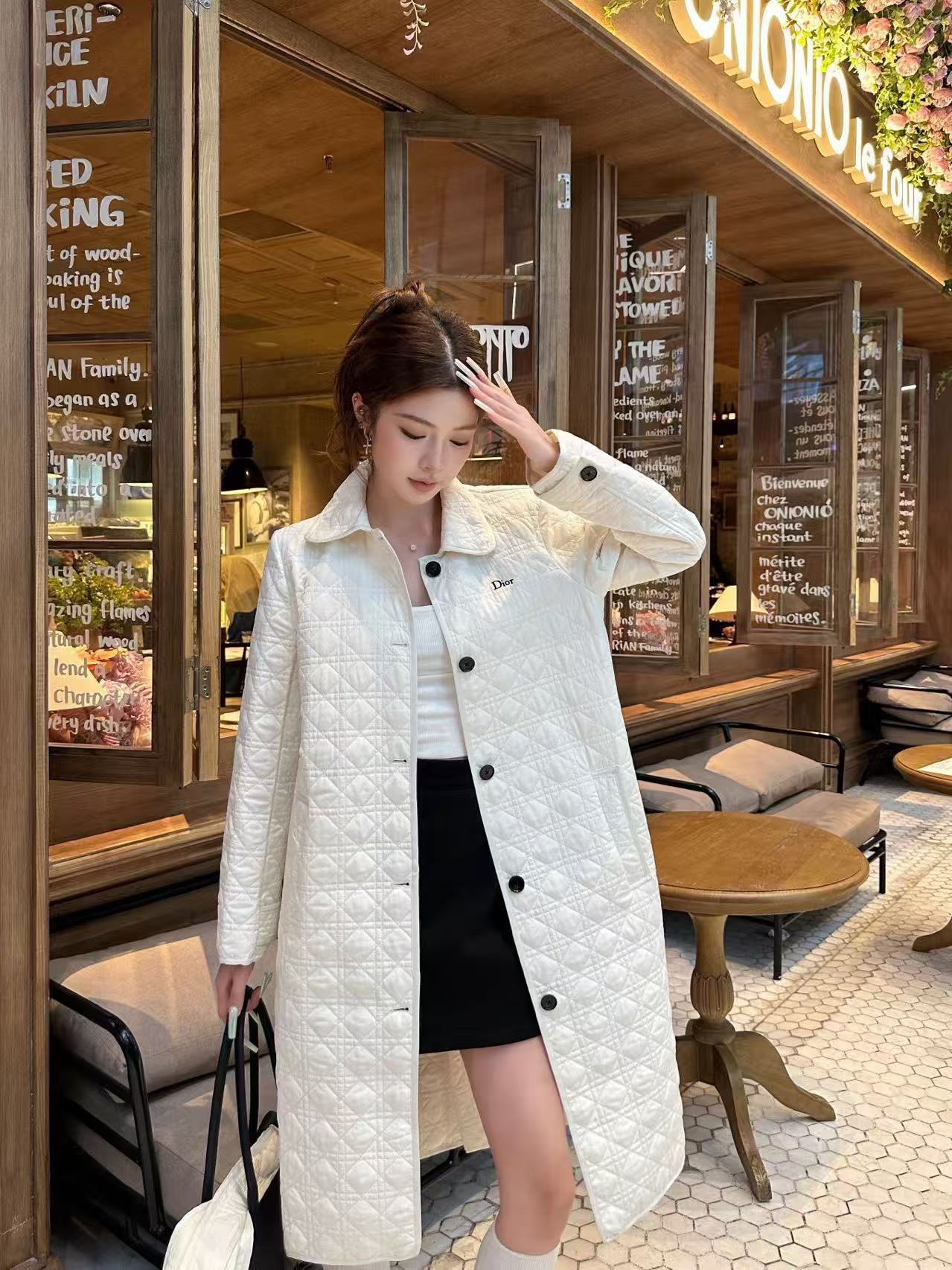 DIOR 格子柄レースアップロングコート【50％割引+送料無料】
