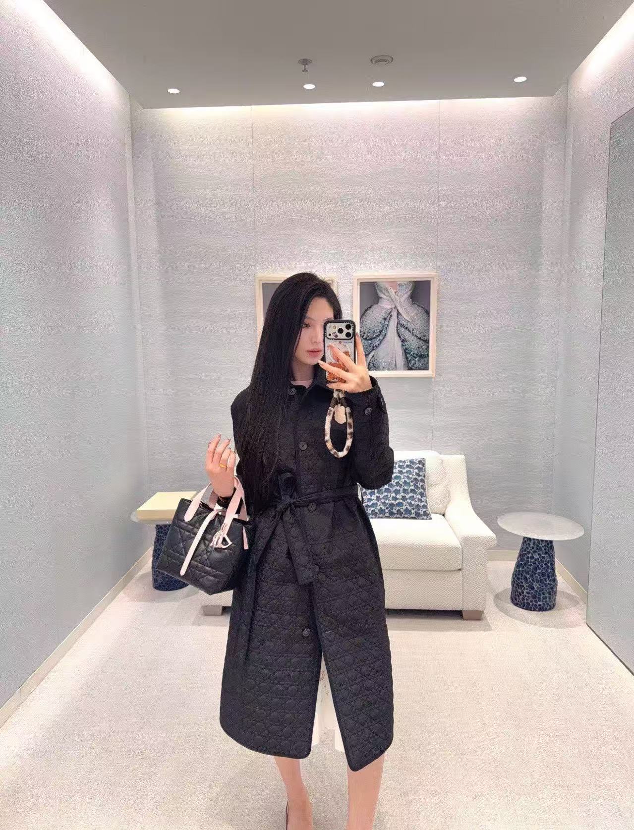 DIOR 格子柄レースアップロングコート【50％割引+送料無料】