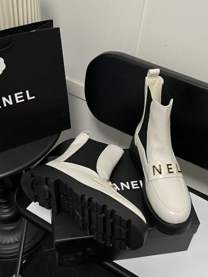 CHANE1 レターラムスキンアンクルブーツ【50％割引+送料無料】