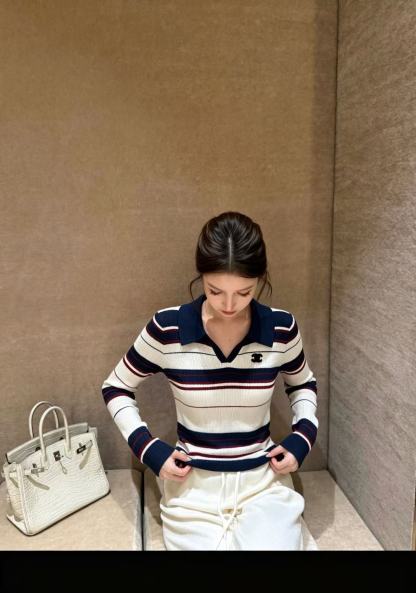 CHANEL ダブルCロゴ入り襟付きウールセーター【50％割引+送料無料】