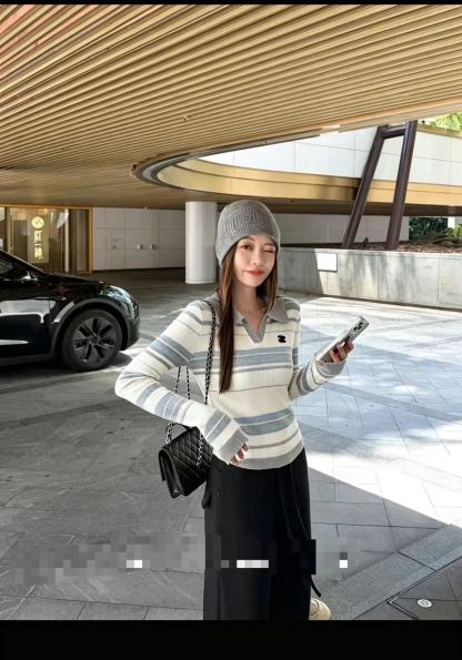 CHANEL ダブルCロゴ入り襟付きウールセーター【50％割引+送料無料】