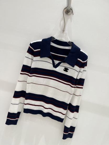 CHANEL ダブルCロゴ入り襟付きウールセーター【50％割引+送料無料】