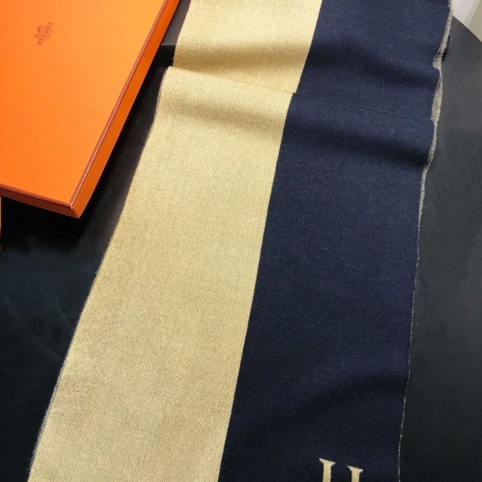 [HERME5]🧣カラーブロック カシミア スカーフ🧣【50％割引+送料無料】