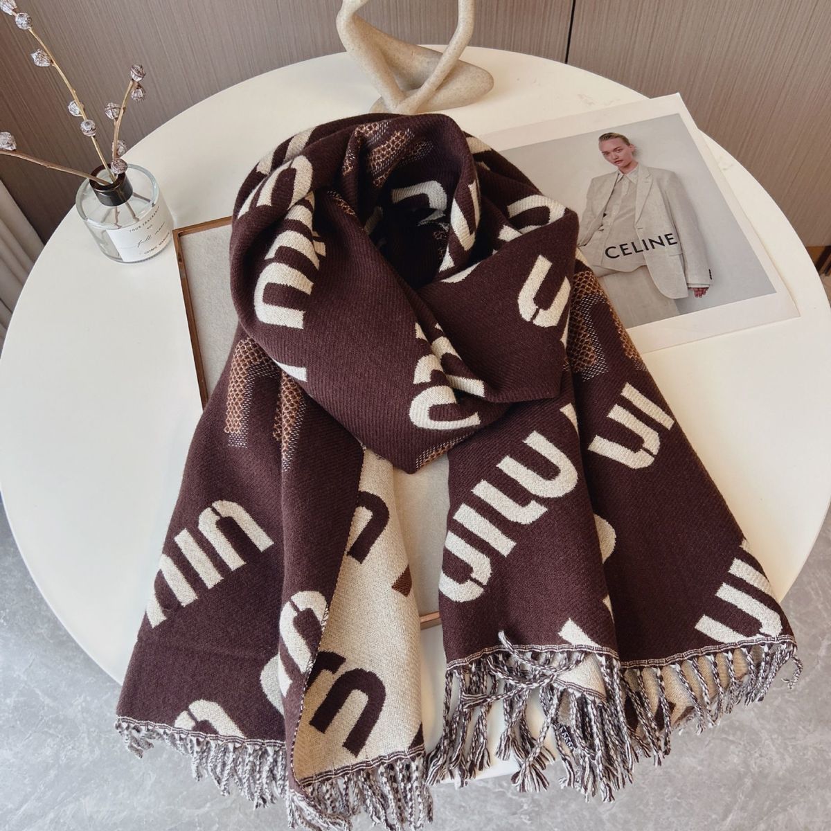 [M1UM1U]🧣リバーシブルフリンジスカーフ🧣【50％割引+送料無料】