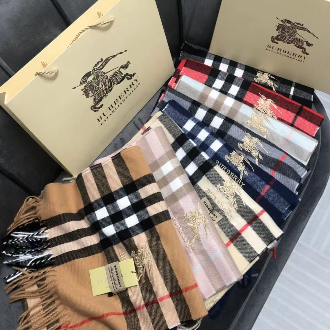 [BURBERR丫]🧣カラーブロック カシミア スカーフ🧣【50％割引+送料無料】