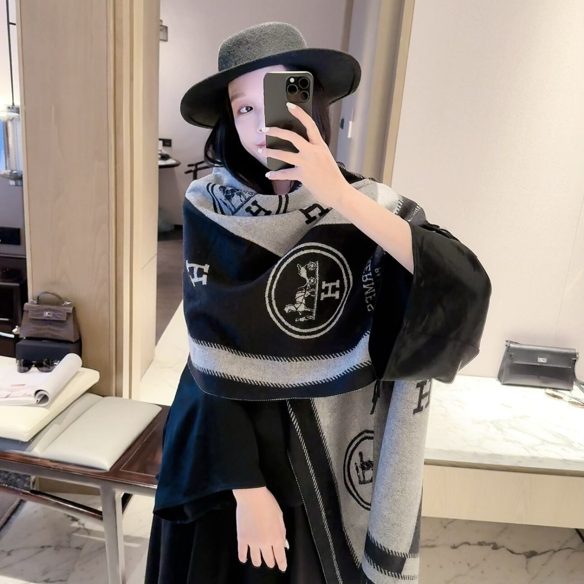 🧣エルメス カシミヤスカーフ【50％割引+送料無料】