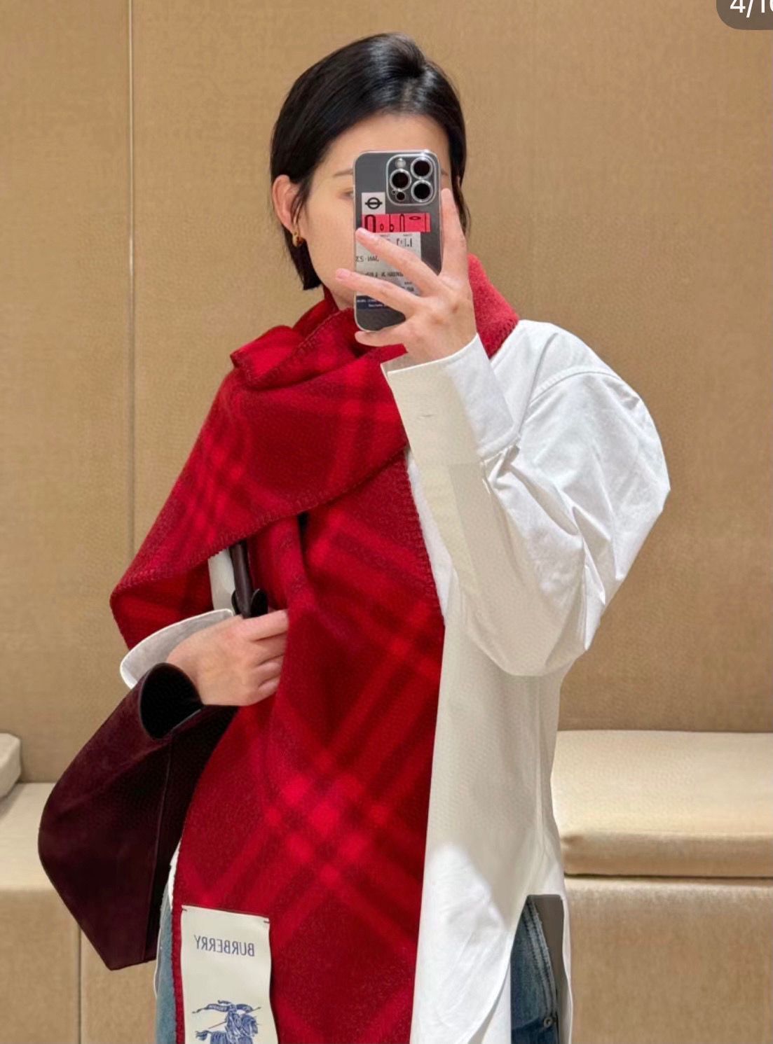 [BURBERR丫]🧣カラーブロック カシミア スカーフ🧣【50％割引+送料無料】