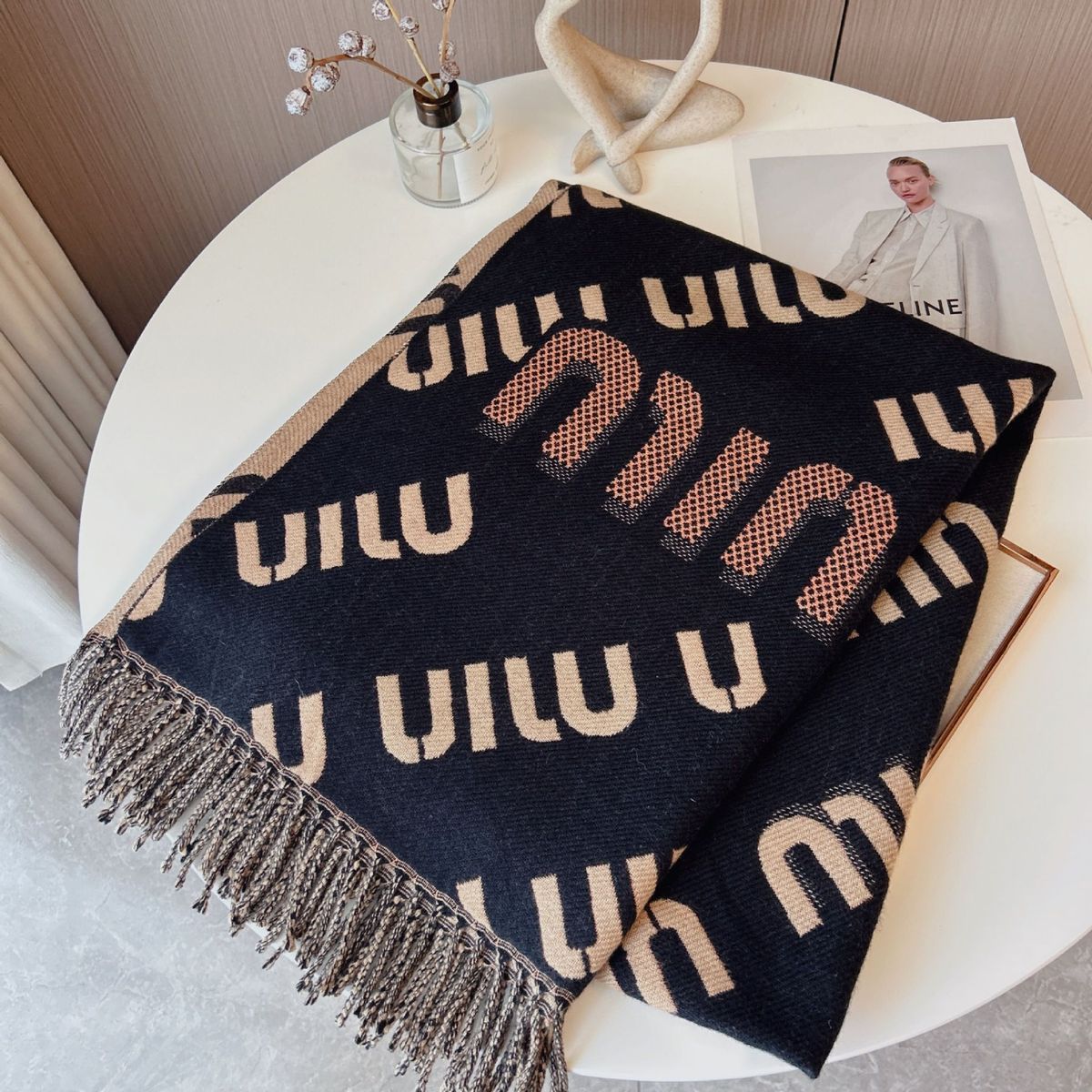 [M1UM1U]🧣リバーシブルフリンジスカーフ🧣【50％割引+送料無料】