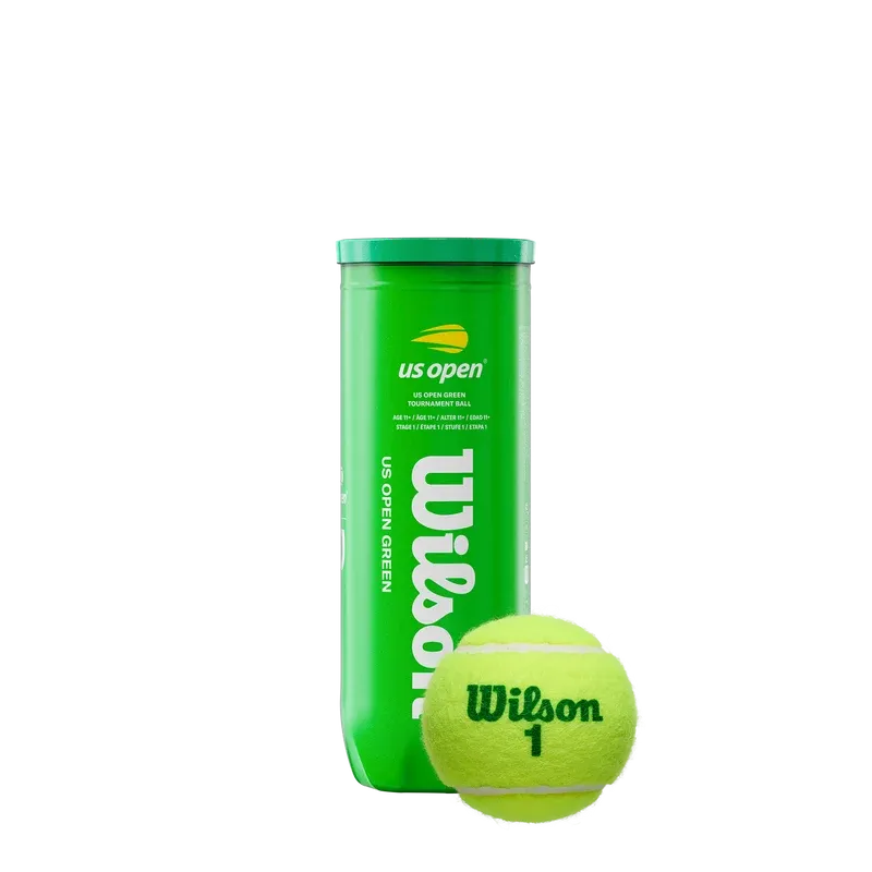 Wilson US Open Green Tournament 3-Ball Can (12 Balls/4 Pack)