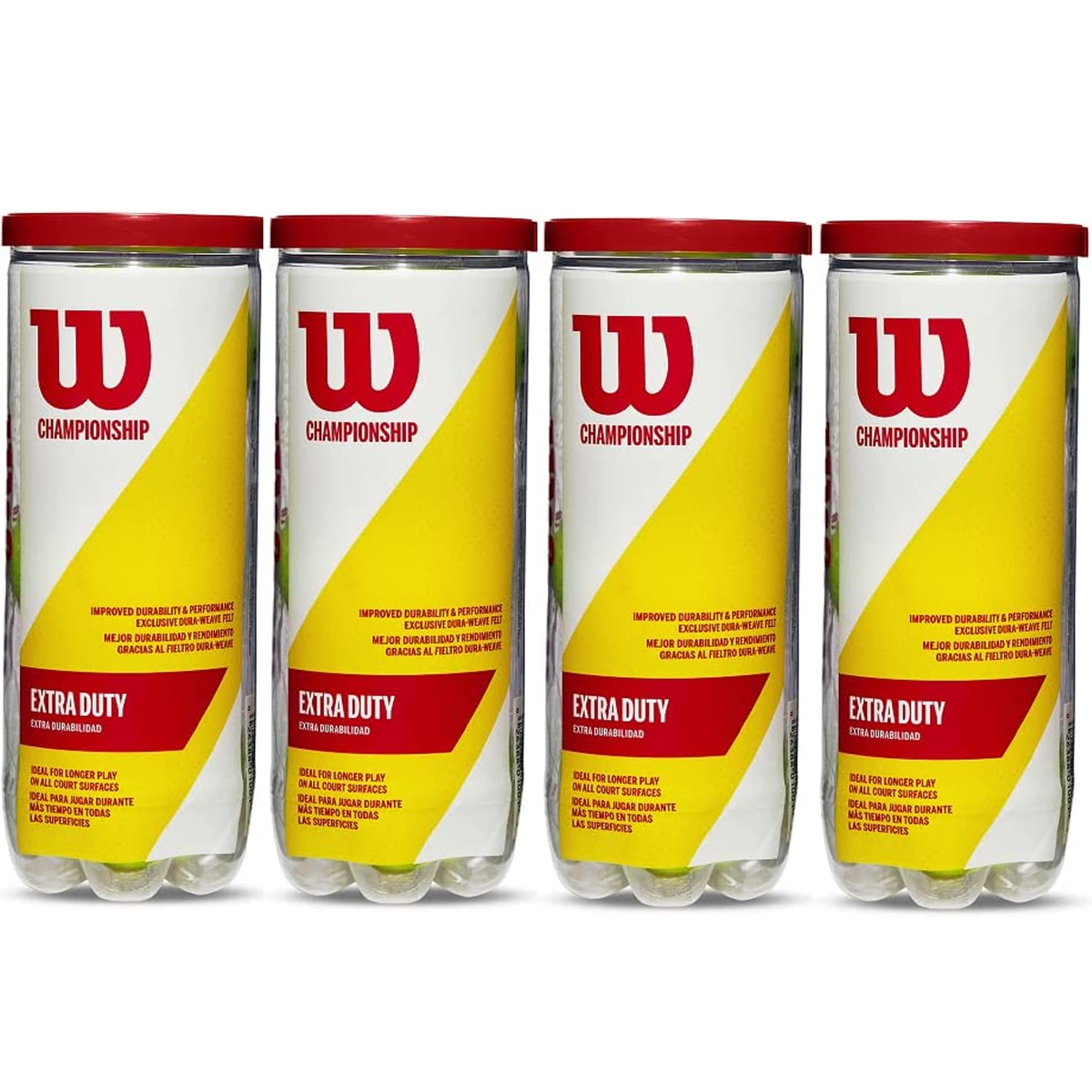 Championship Extra Duty Tennis Balls 3 Ball Can (4 Pack)