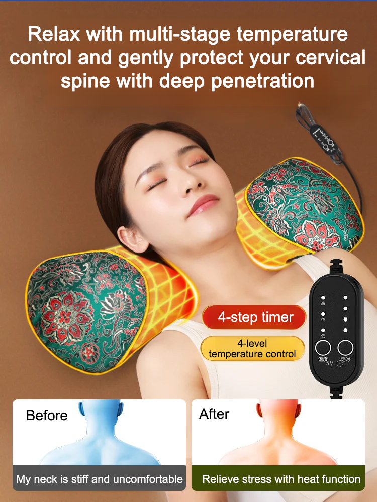 [Protect the cervical vertebrae and help sleep] Electric heating mugwort bone pillow