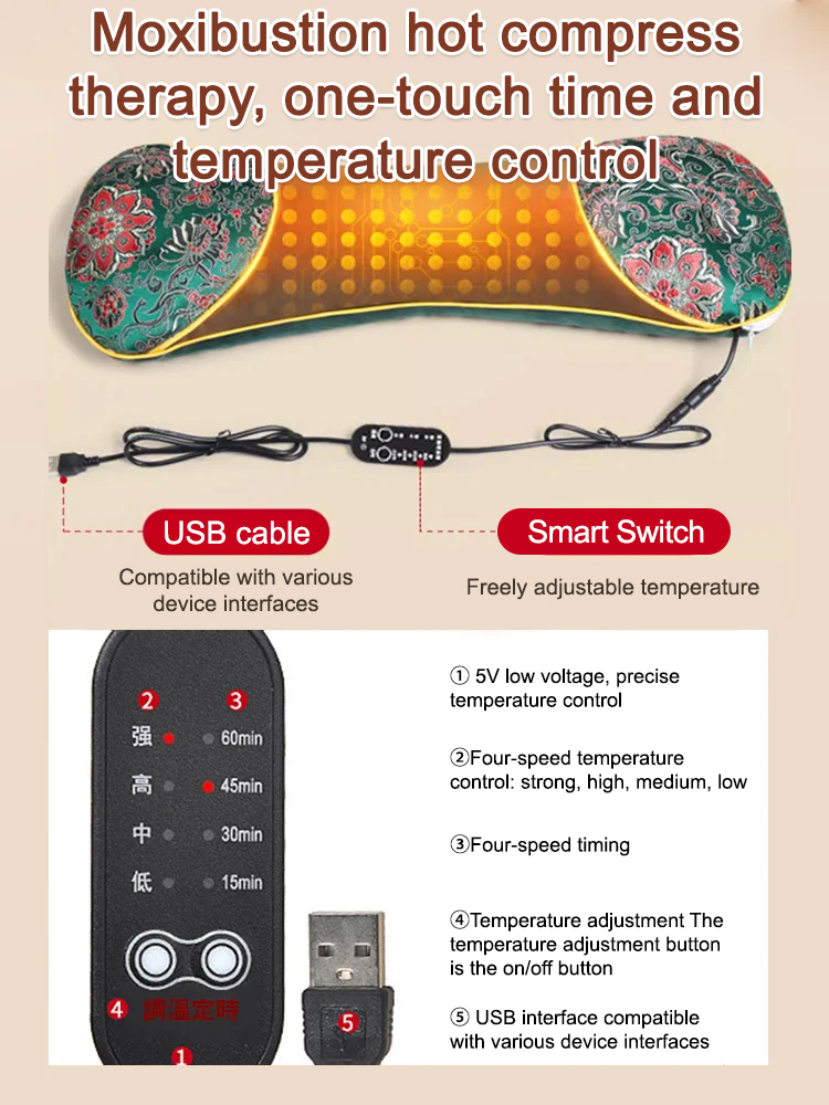 [Protect the cervical vertebrae and help sleep] Electric heating mugwort bone pillow