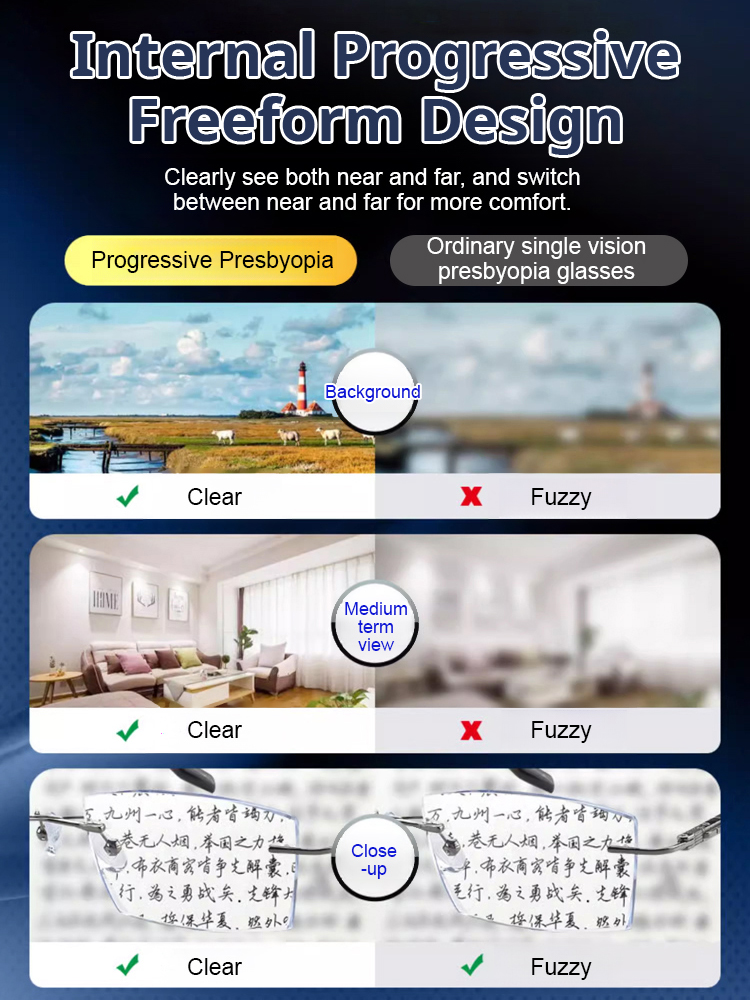 Color-changing anti-blue light presbyopia glasses