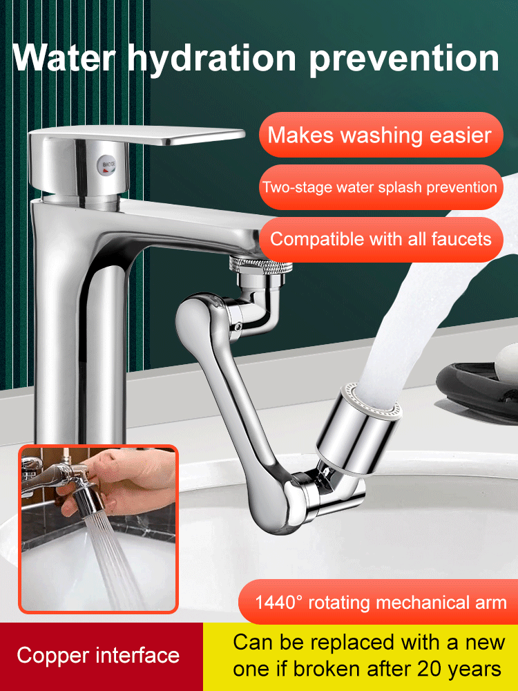 [Multi-function mechanical arm extension and rotation] Splash-proof faucet