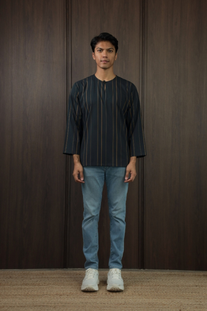 SAMPANA - STRIPE CHARCOAL TANGERINE