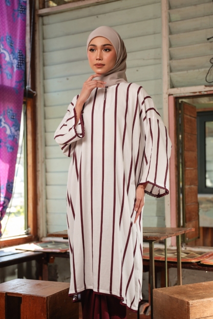 KURONG RAHIMAH - STRIPE BURGUNDY