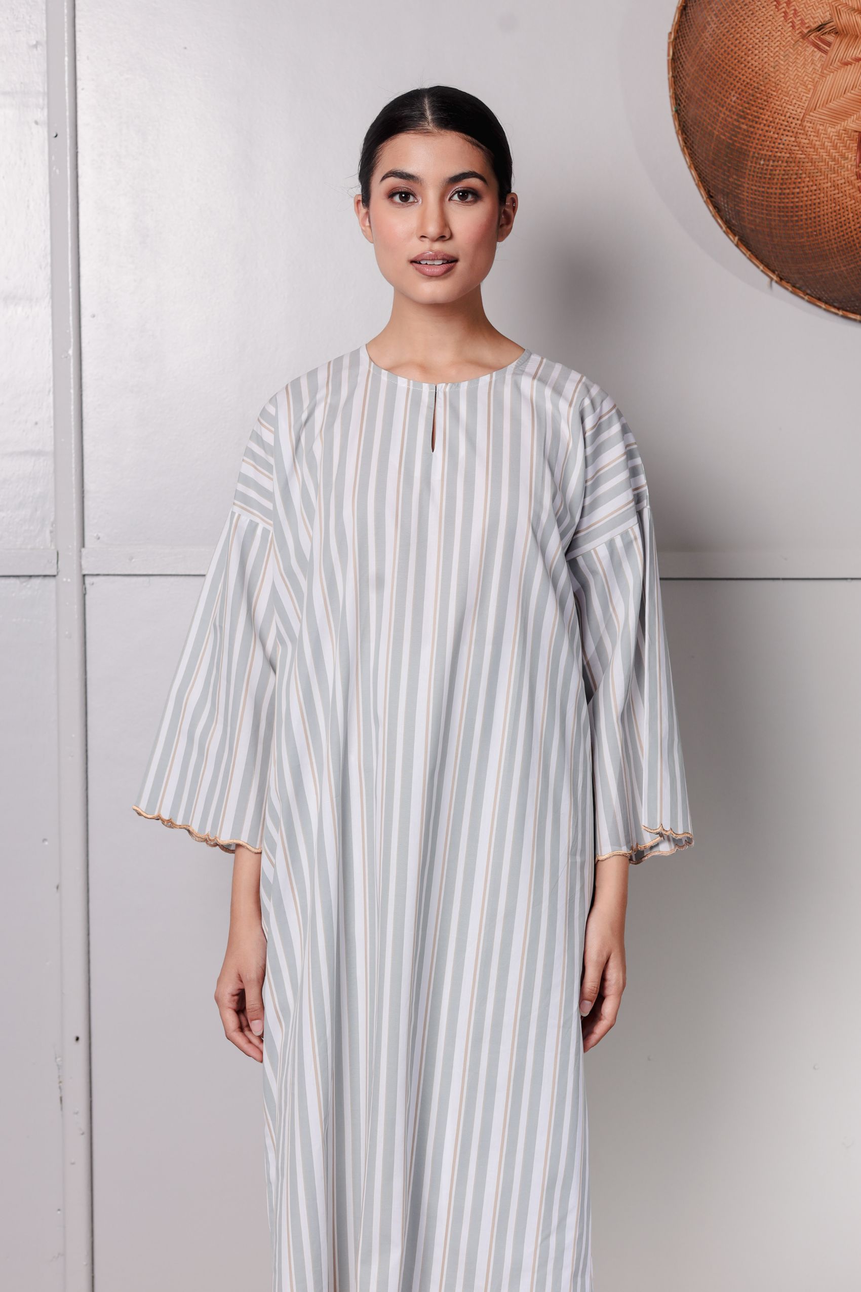 KURONG ZAINAB - STRIPE DUSTY GREEN