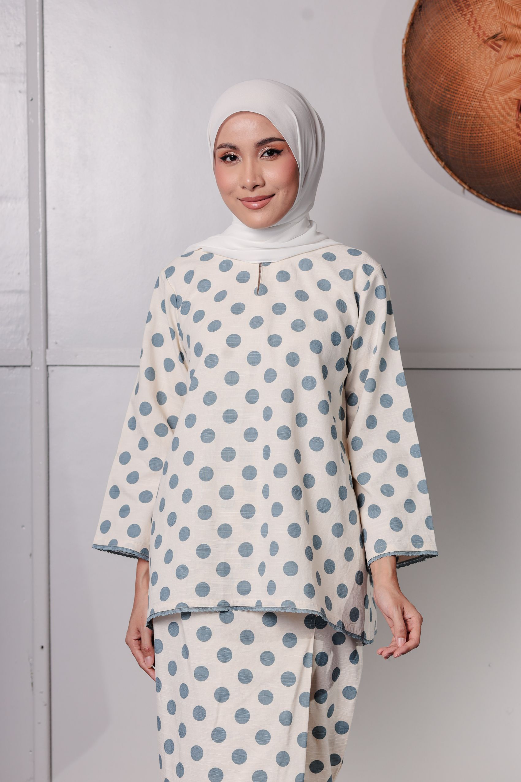 KURONG ASIAH - POLKA DUSTY BLUE