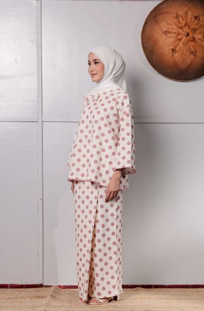 KURONG ASIAH - POLKA DUSTY PINK