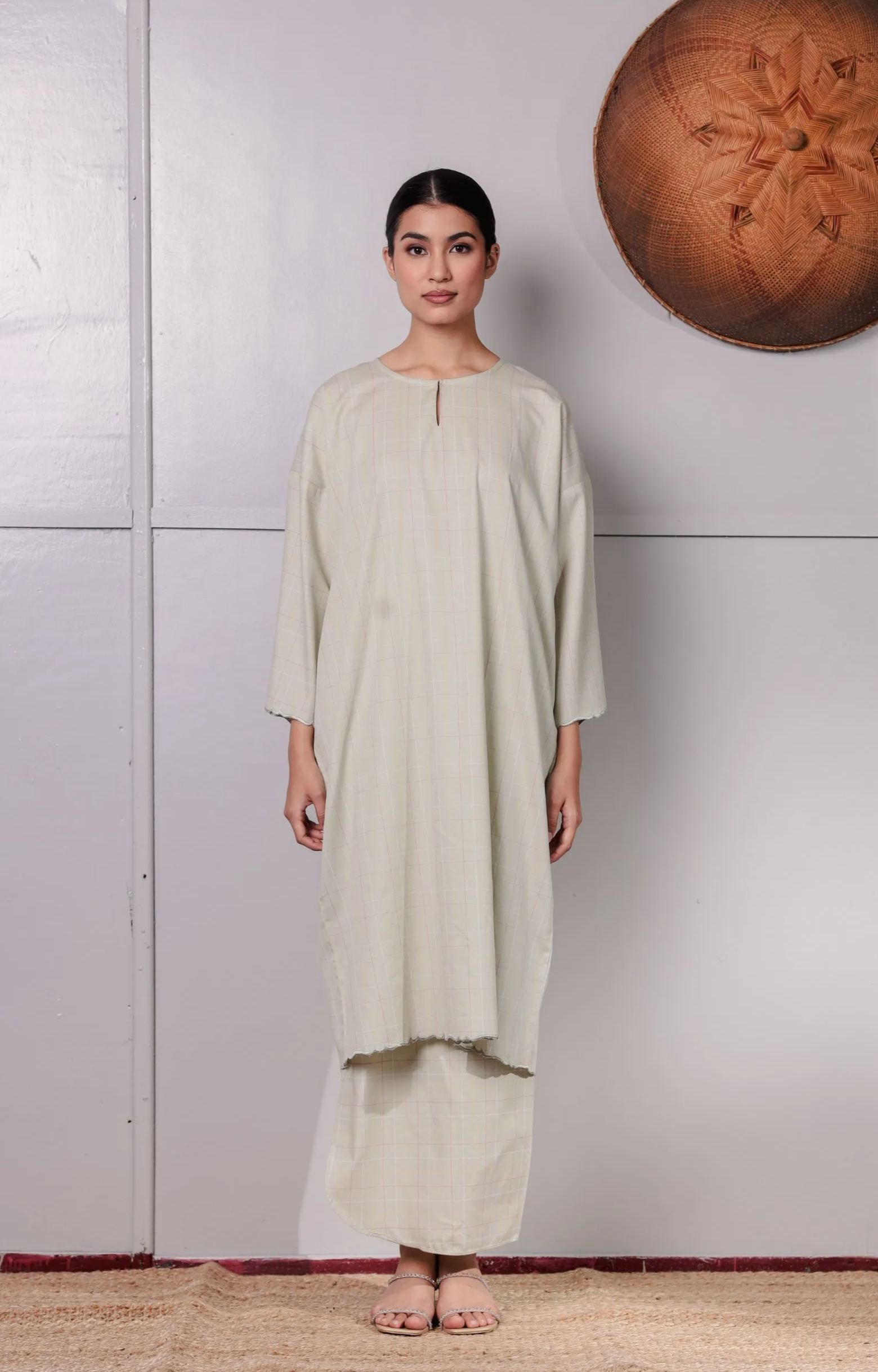 KURONG ZAINAB - CHECKED SOFT GREEN