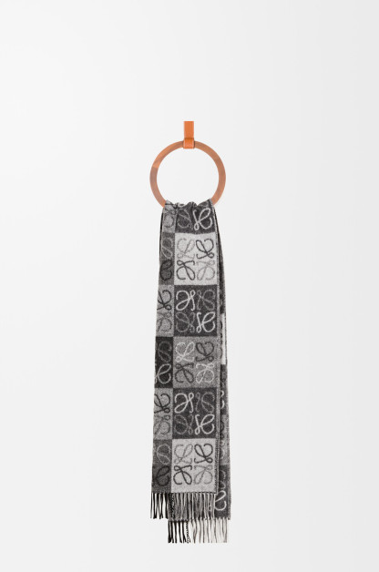 チェッカーボード スカーフ（ウール＆カシミヤ）