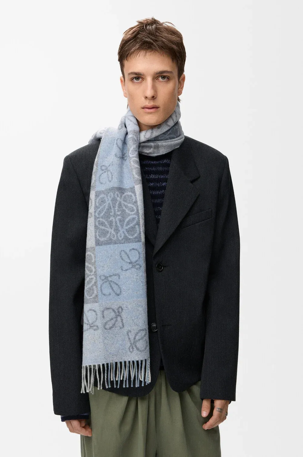 チェッカーボード スカーフ（ウール＆カシミヤ）