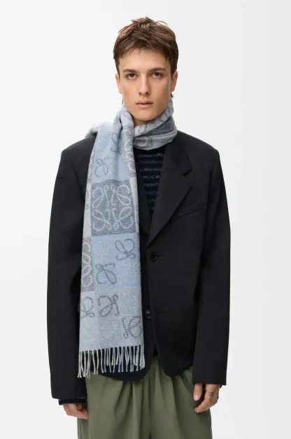 チェッカーボード スカーフ（ウール＆カシミヤ）