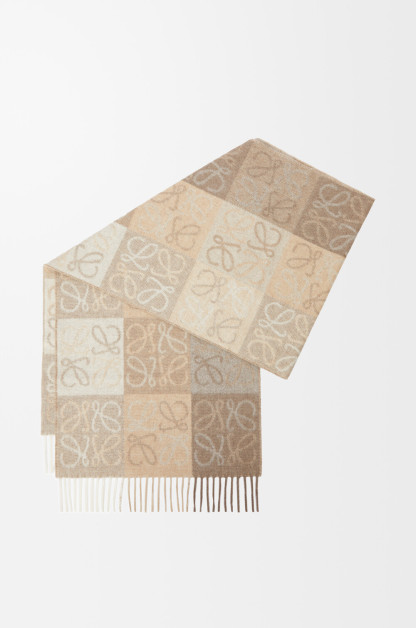 チェッカーボード スカーフ（ウール＆カシミヤ）