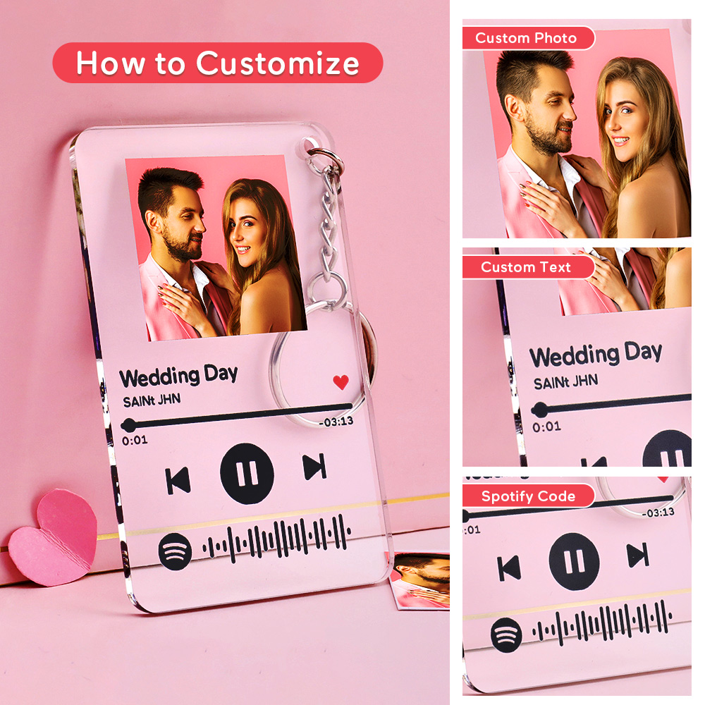 سلسلة مفاتيح قابلة للمسح على شكل رمز سبوتيفي وموسيقى وصور أكريليك لهدايا Bff - 