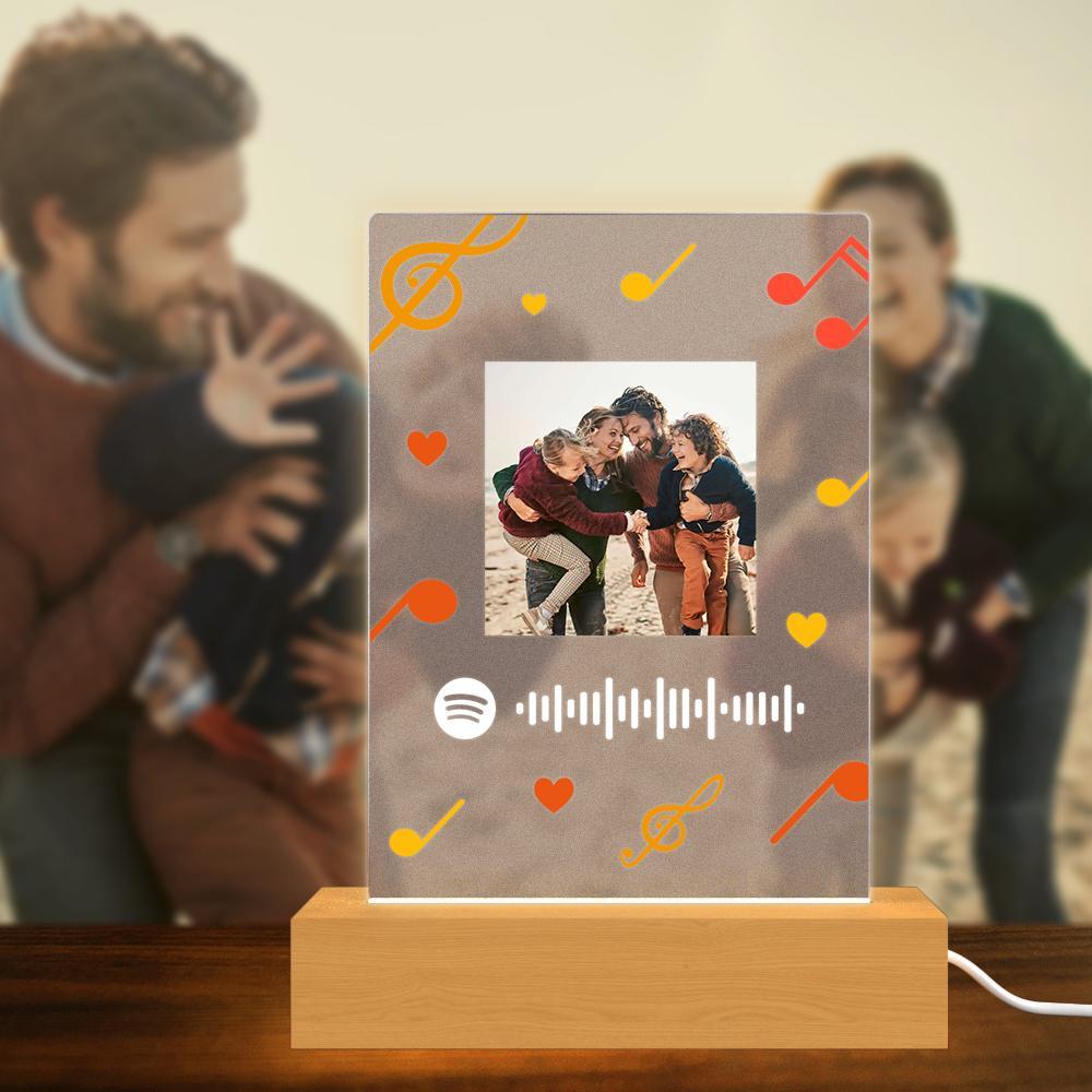 إطار رمز سبوتيفي قابل للمسح الضوئي من الأكريليك غير اللامع ولوحة موسيقية وهدايا ليلية للعائلة - 