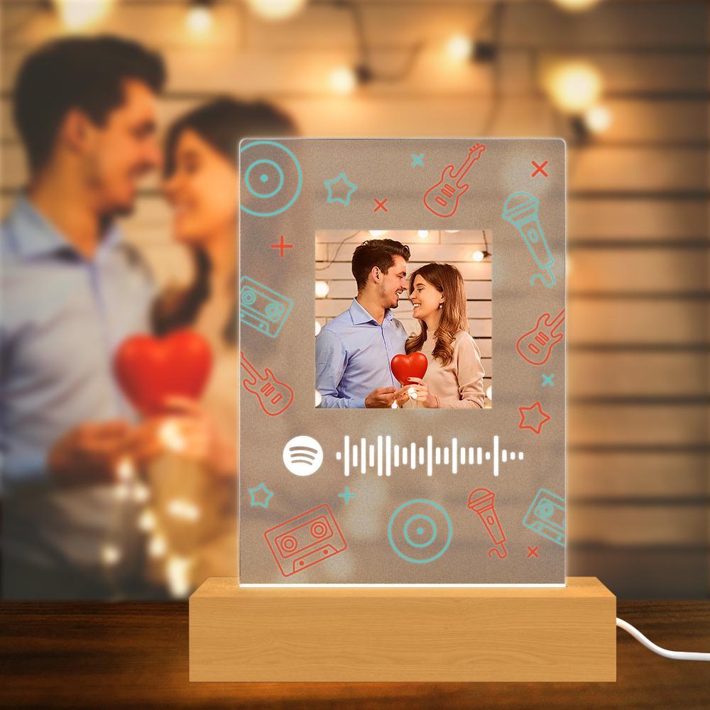 إطار كود سبوتيفي قابل للمسح، لوحة موسيقية من الأكريليك غير اللامع، هدايا ليلية للزوجين - 