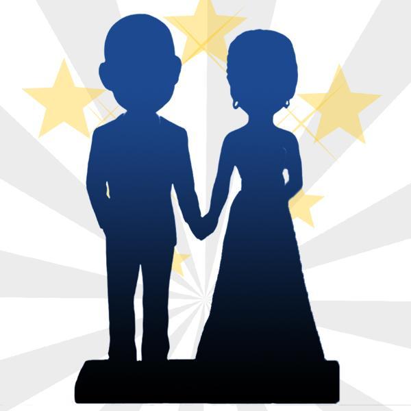 رأس هزازة مخصصة لشخصين قابلة للتخصيص بالكامل مع نص محفور - 