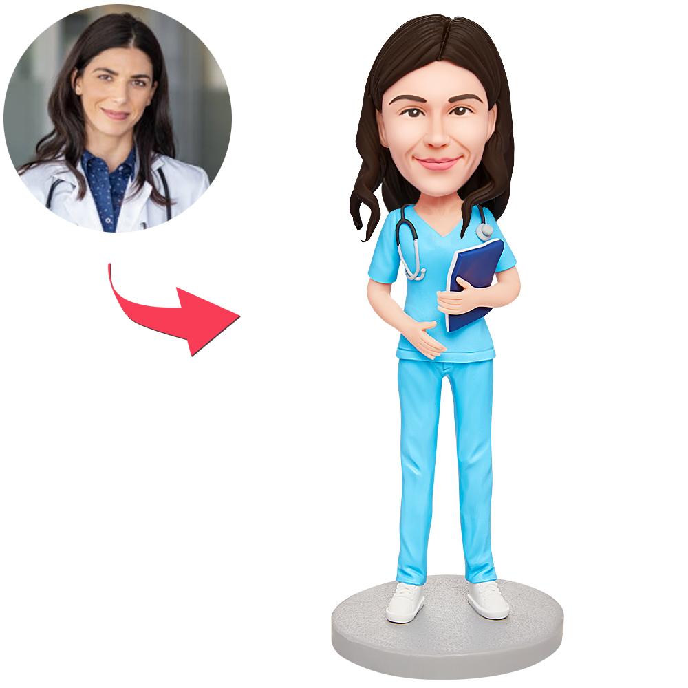 أنثى طبيب التوليد وأمراض النساء نقش Bobblehead مخصص مع النص - 