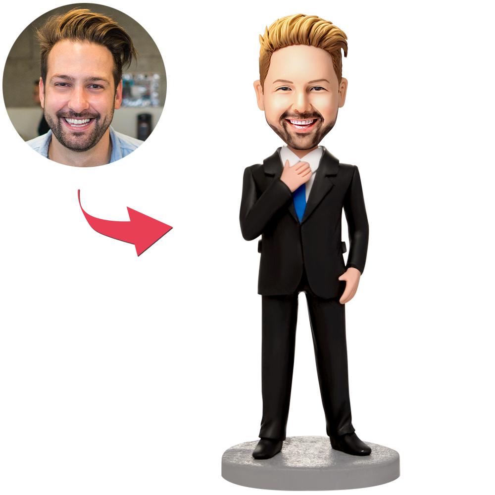 رجل العمل، أرض مستأجرة، ربطة العنق، مخصص، Bobblehead، ب، محفور، Text - 