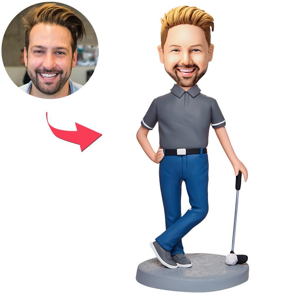 بارد لاعب غولف ذكر Bobblehead مخصص مع نص محفور - 