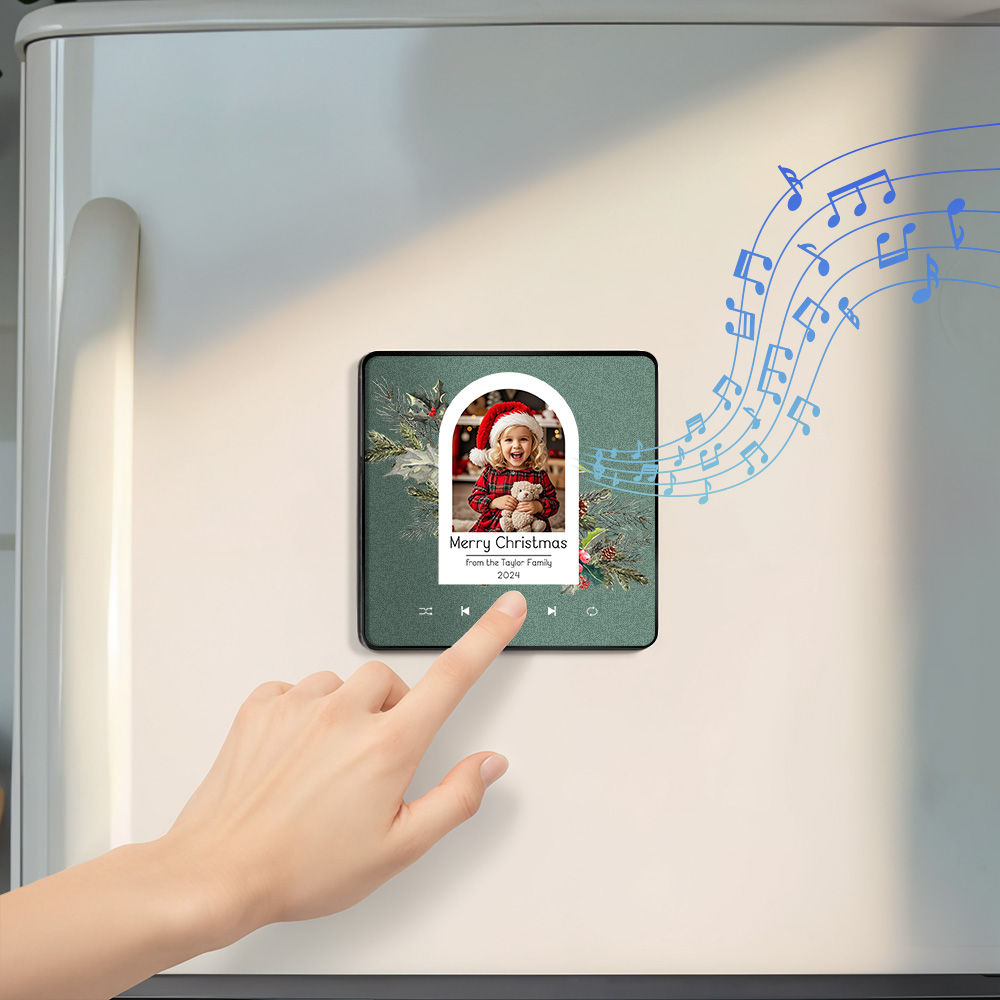 ملصق صور موسيقي مخصص على الثلاجة، ملصق صور موسيقي على الحائط، يُشغل الموسيقى بدون هاتف محمول، هدايا عيد الميلاد - 