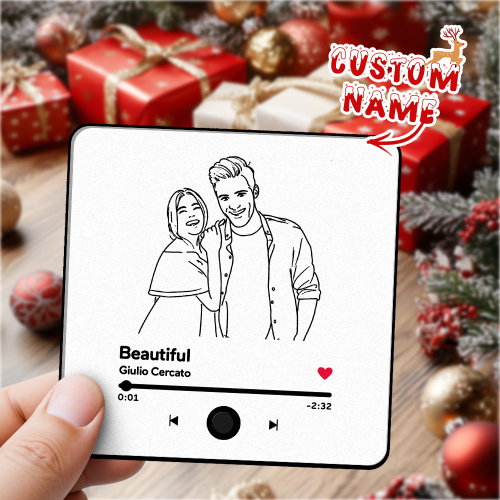 مخصص خط الفن الموسيقى مغناطيس الثلاجة شخصية صور مغناطيس الثلاجة يمكن أن تلعب الأغاني هدايا عيد الميلاد - 