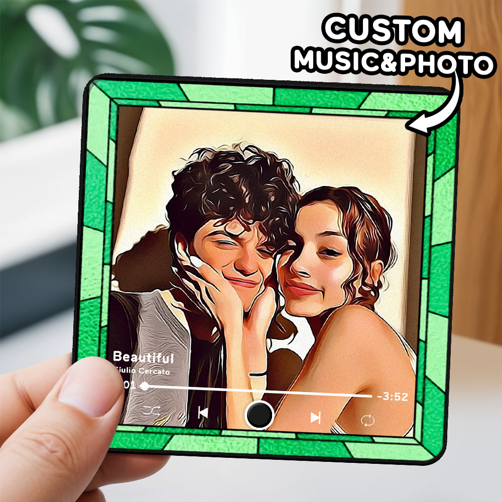 مغناطيس ثلاجة مخصص بإطار متعدد الألوان على شكل صورة كرتونية يمكن تشغيل الموسيقى عليه - 