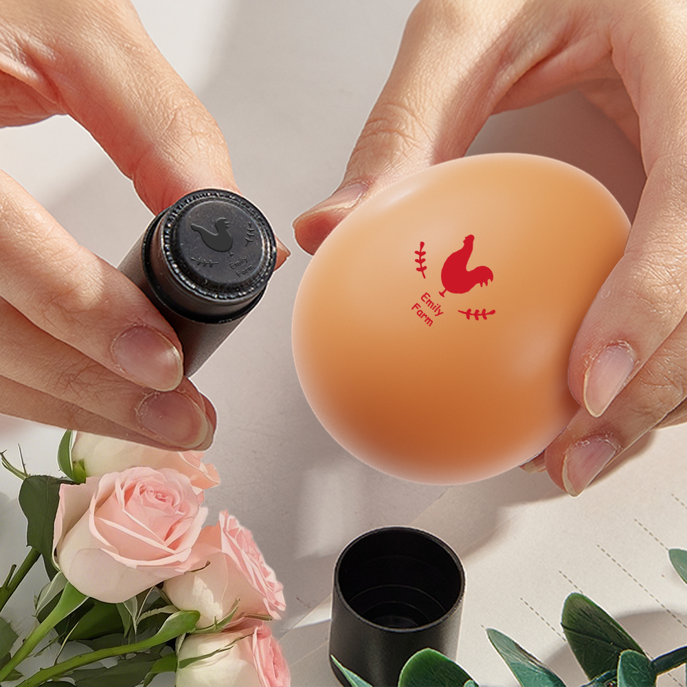 طابع بيض مخصص مع نمط شخصي ونص هدية للمزارعين العائليين - 