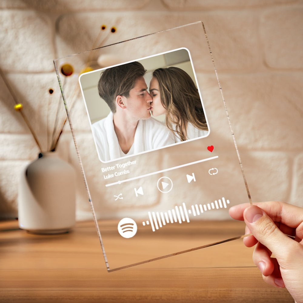 مصباح رمز سبوتيفي مخصص قابل للمسح الضوئي للوحة الموسيقى من الأكريليك ضوء ليلي - 