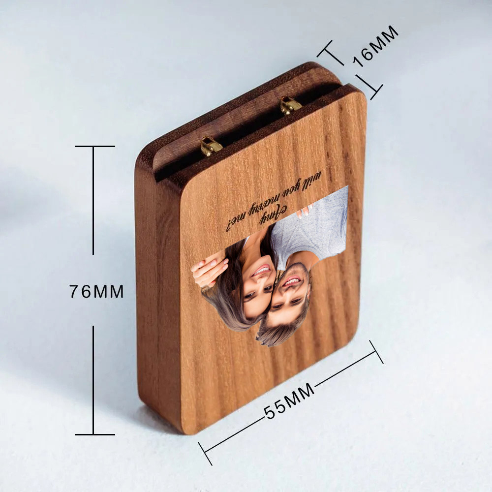 صندوق مجوهرات مخصص، صندوق خاتم الخطوبة النحيف، صندوق خاتم فريد من نوعه، صندوق خاتم خشبي - 