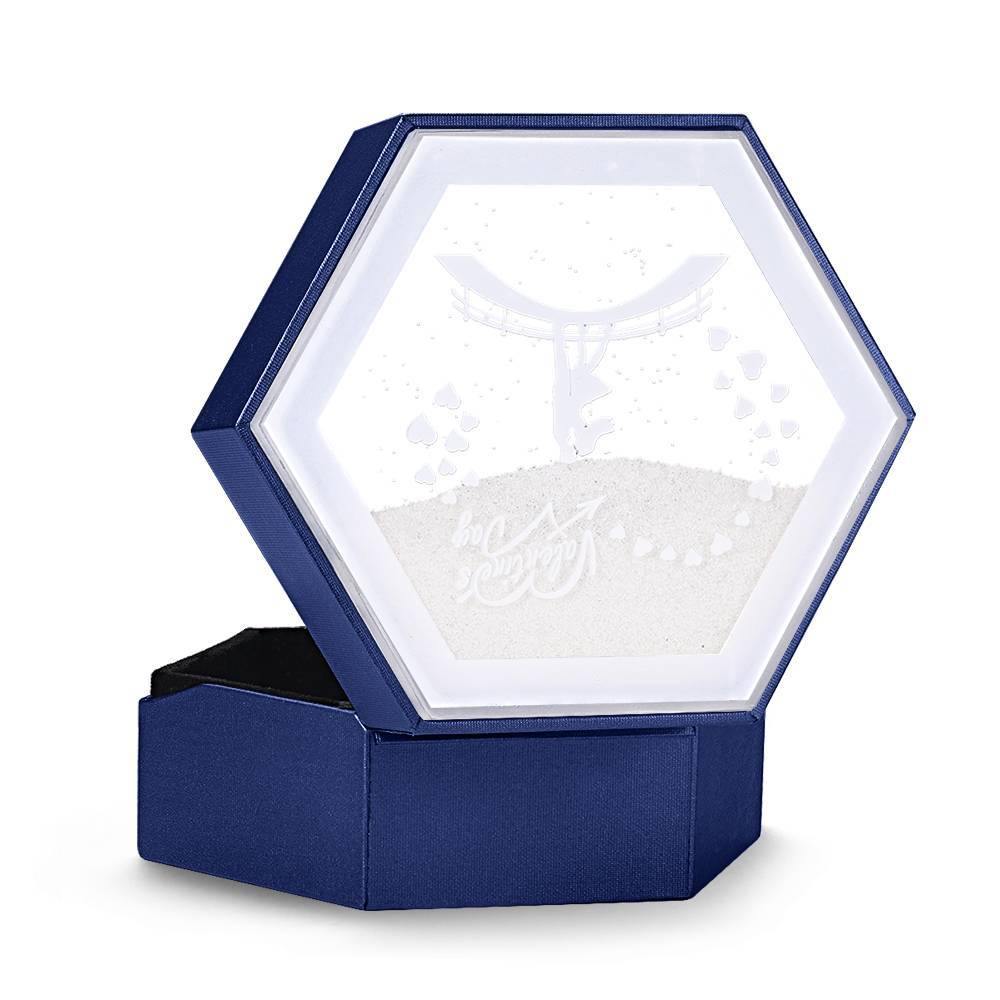 صندوق قلادة بحلقة الرمال المتحركة الفريدة باللون الأزرق - 