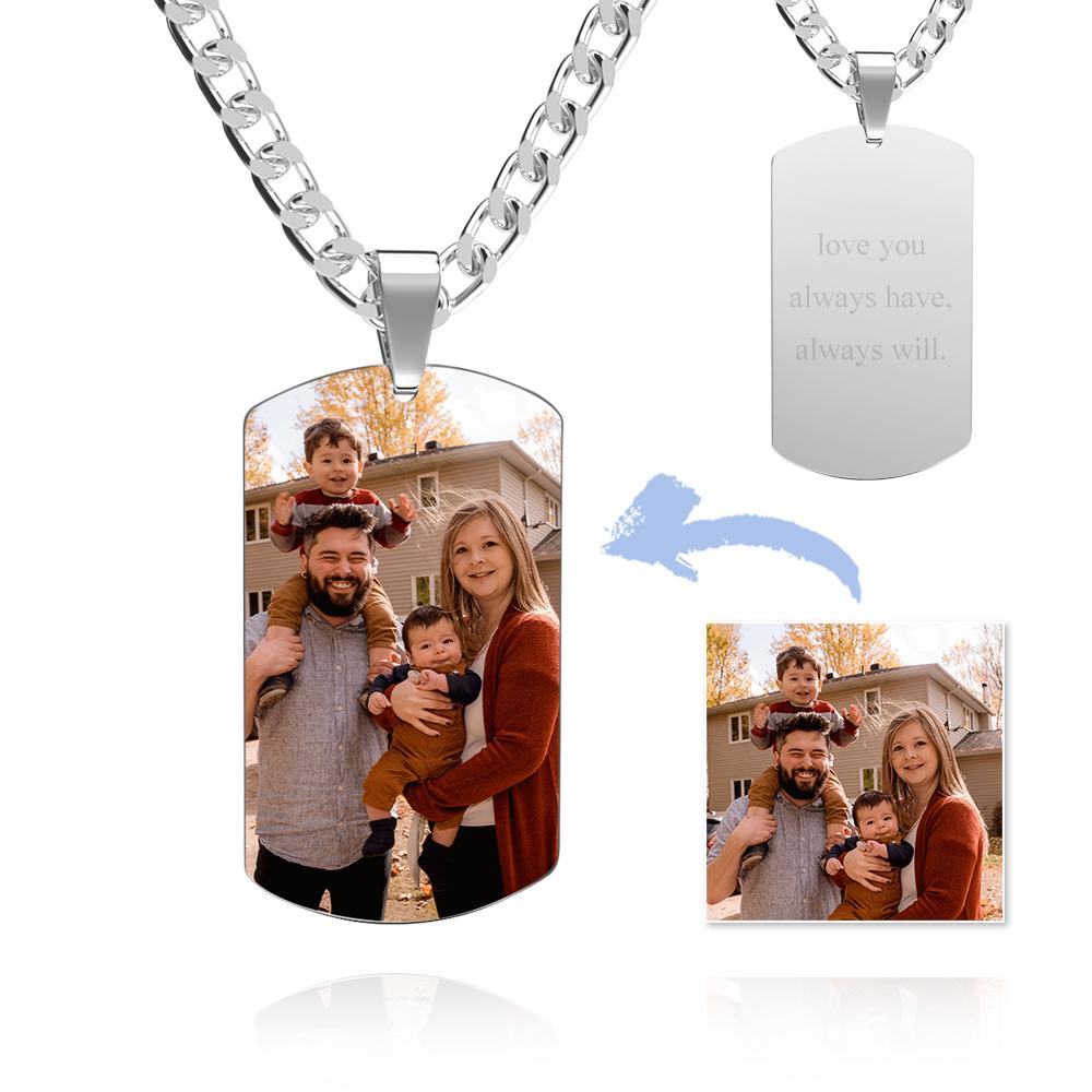 قلادة بطاقة صورة رجالية مع نقش هدايا من الفولاذ المقاوم للصدأ للعائلة - 