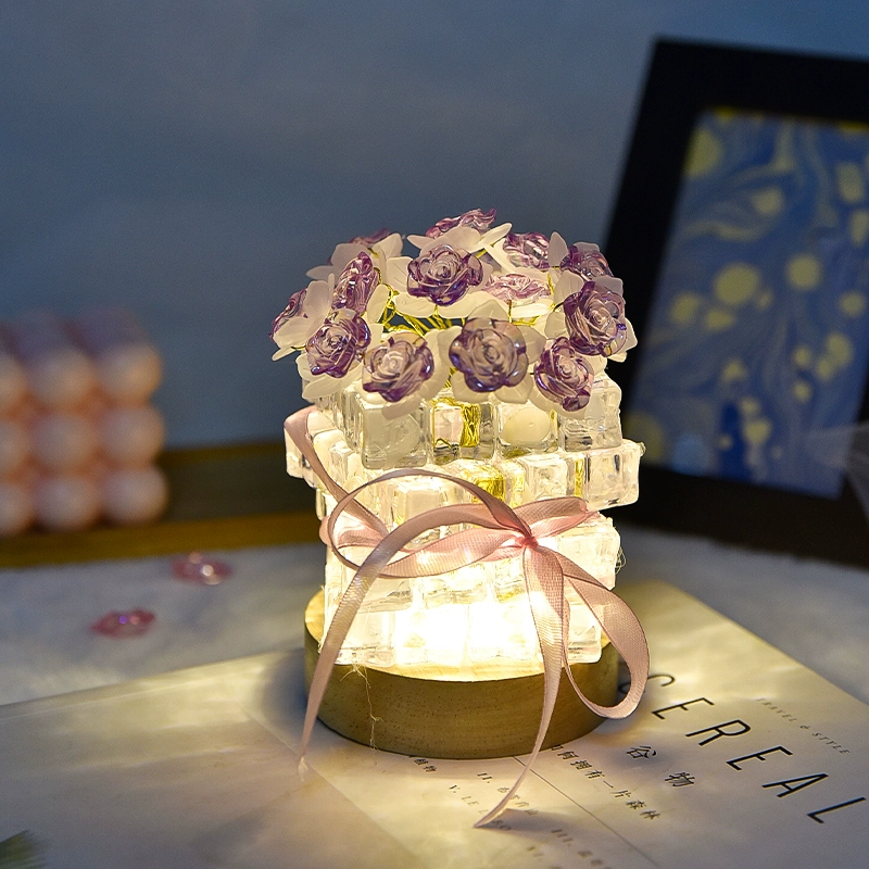 مجموعة مواد هدية عيد الأم من صنعك: مصباح ليلي على شكل وردة ثلجية - 