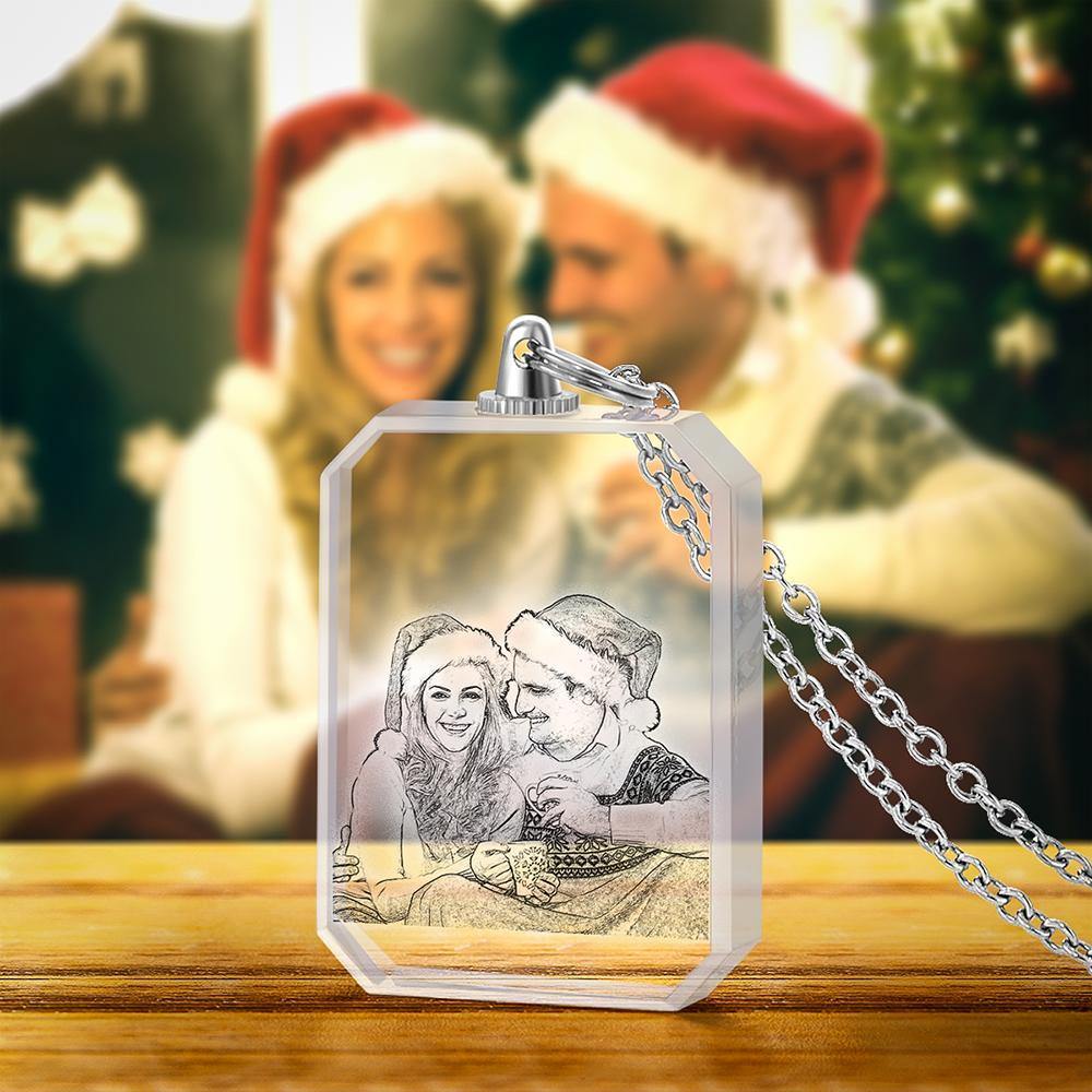 قلادة صور قلادة كريستال محفورة بالليزر هدايا عيد الميلاد للأزواج - 