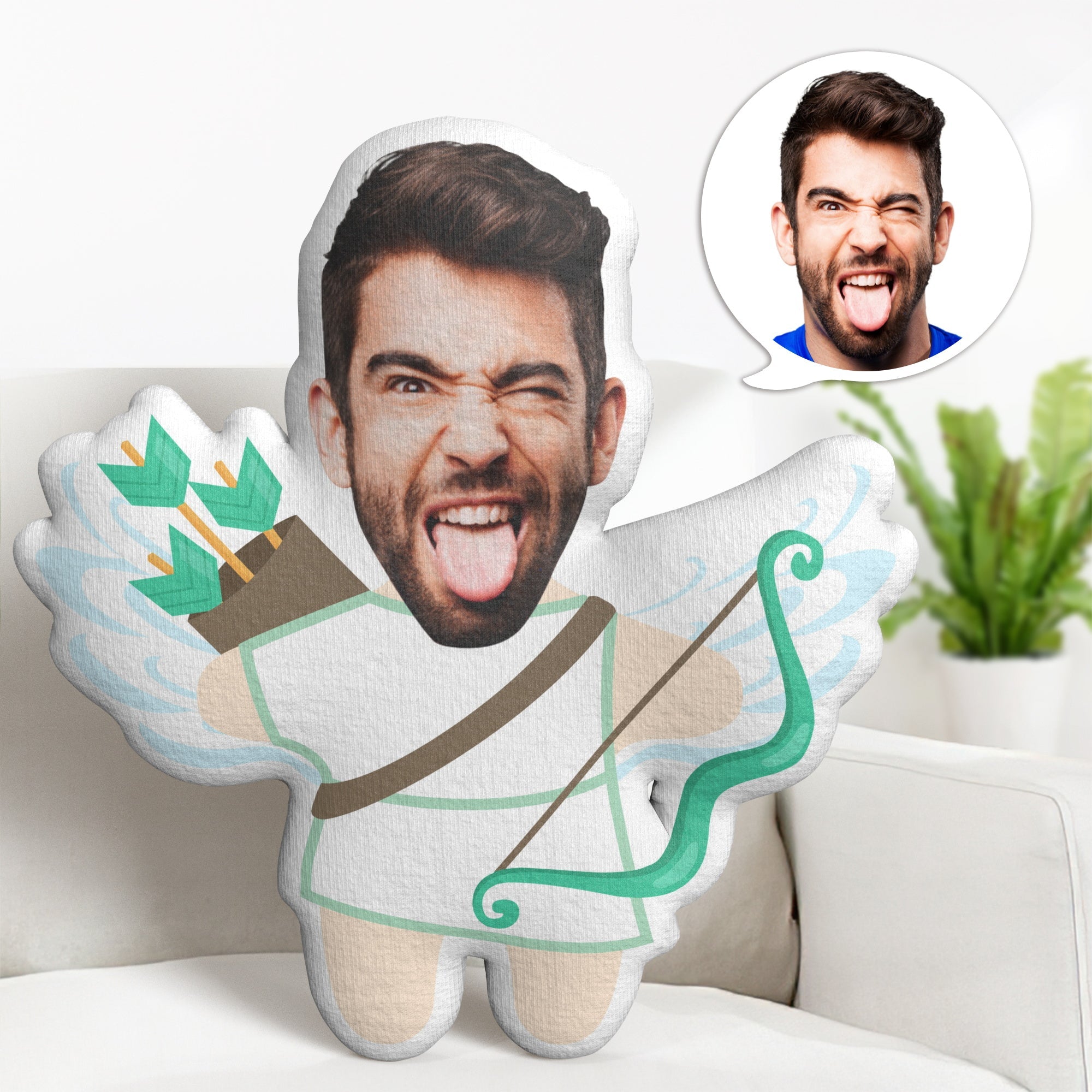 شخصية الوجه Minime رمي وسادة مخصصة عيد الحب كيوبيد الكرتون رمي وسادة - 